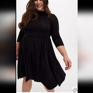 TORRID Super Soft Black Mock Neck Midi Skater Dress - 2XL